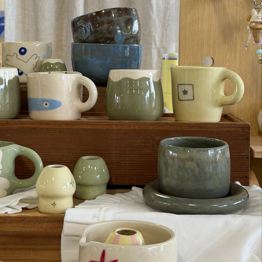 Moss and Stone Cup + Coaster Set