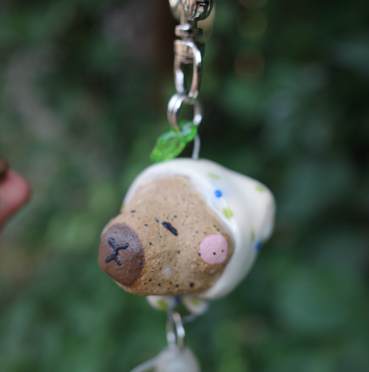 Capybara Keychain with Blue Flower Bandana
