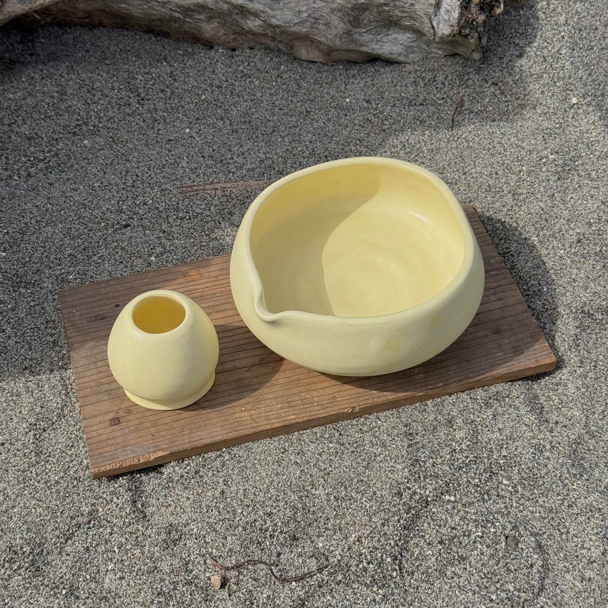 Organic Butter Chawan + Chasen Stand Set