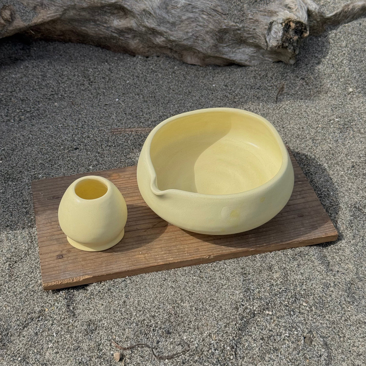 Organic Butter Chawan + Chasen Stand Set