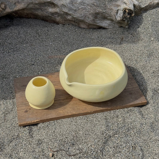 Organic Butter Chawan + Chasen Stand Set