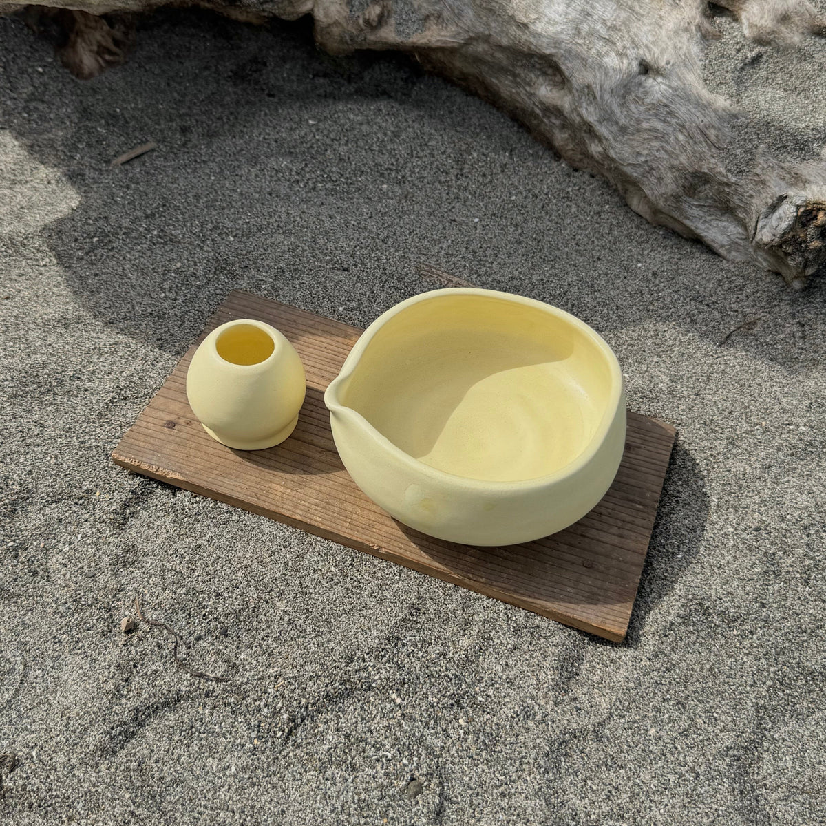Organic Butter Chawan + Chasen Stand Set