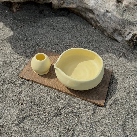 Organic Butter Chawan + Chasen Stand Set